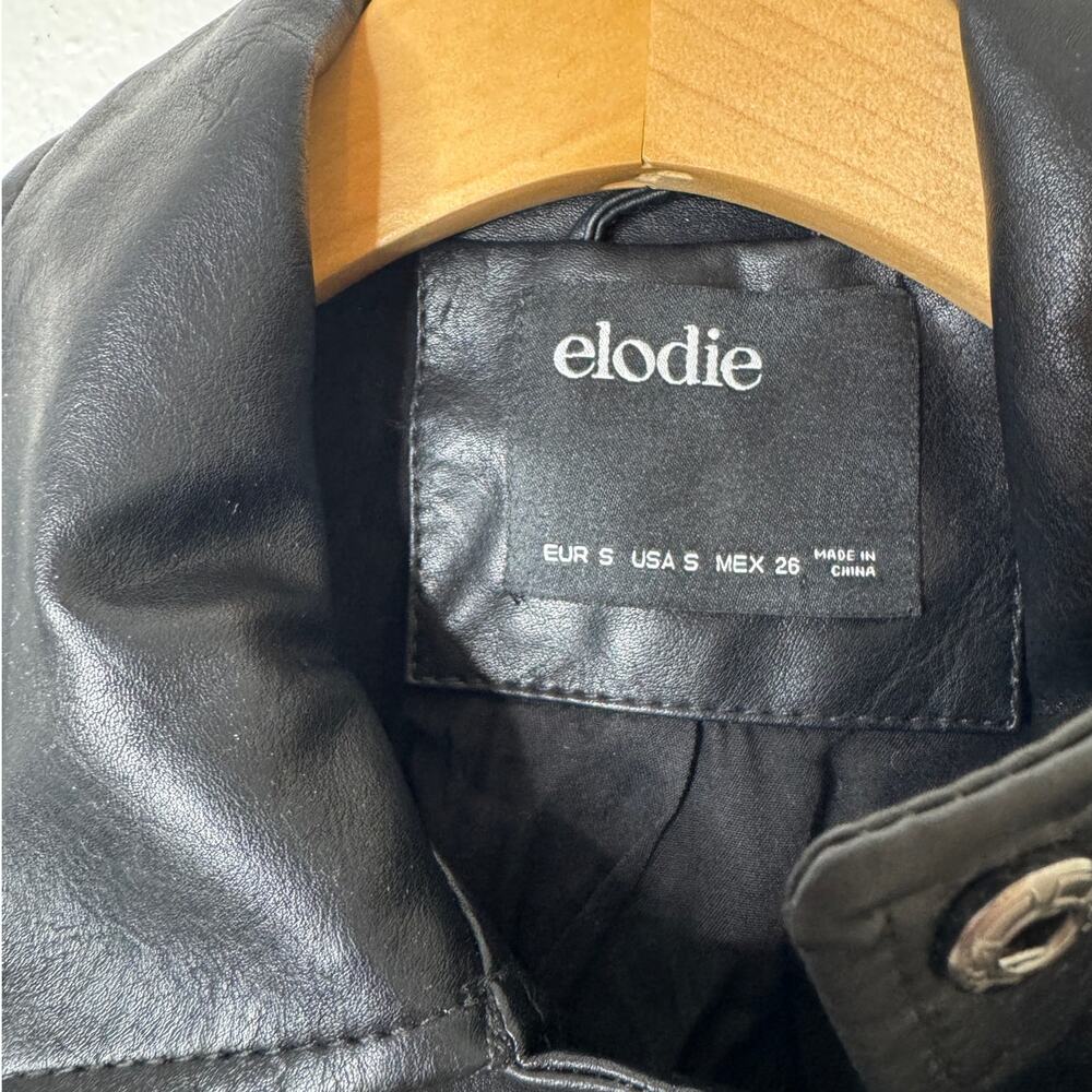 Elodie Black Faux Leather Full Zip Belted Moto Jacket Rocker Motorcycle Small - Picture 4 of 9
